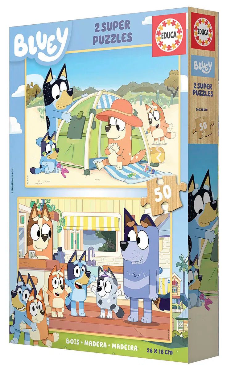 Educa Bluey Super Puzzle Set - 2 Wooden Puzzles - Fun for Little Fans! - Bamsedyra