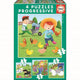 Educa Progressive Puzzle Set - Farm Theme - 4 Puzzles for Little Farmers! - Bamsedyra