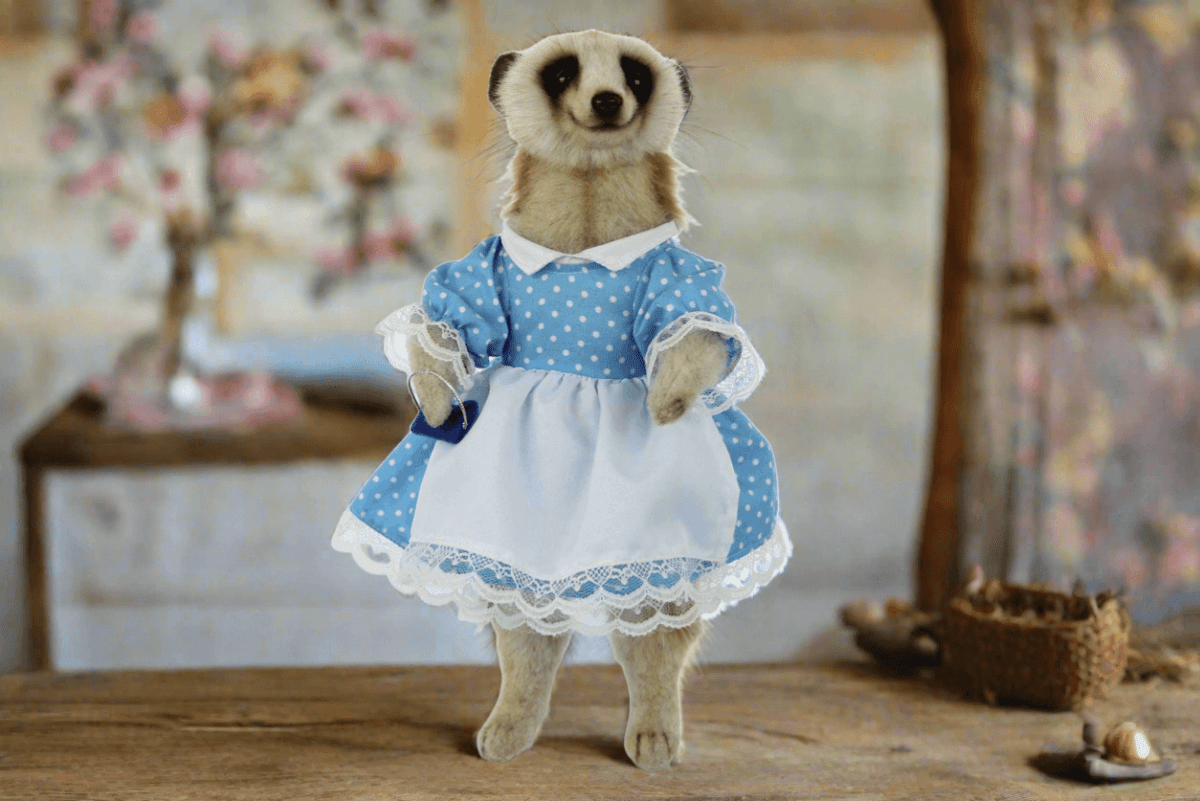 Hansa Creation Meerkat Mom with Clothes Plush Toy - Loving and Lifelike Stuffed Animal - Bamsedyra