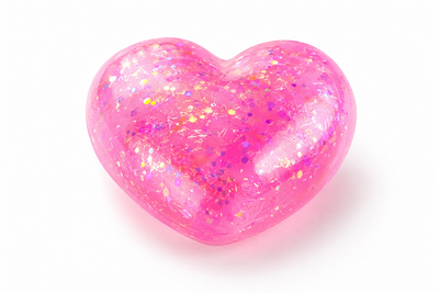 Glitter Hjerte stressleke | Malt Sugar | Assortert | 1 stk - Bamsedyra AS