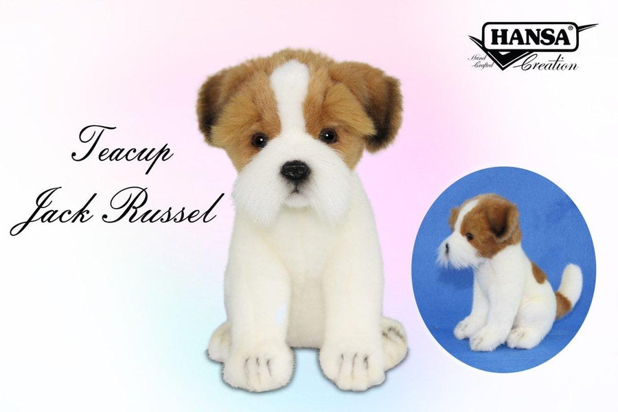 Hansa Creation Jack Russell Teacup sett fra siden – hvit og brun Jack Russell plysj