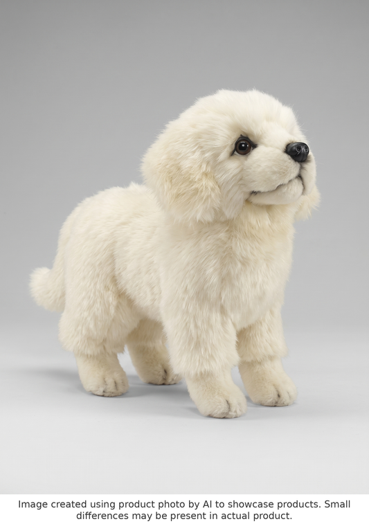 Hansa Creation Maremma Hundevalp Stående – naturtro hvit Maremma hyrde-valp plysj, 17 cm