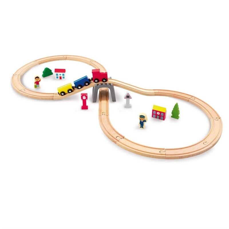 Woodlets 30 Piece Train Set – Classic Wooden Train Set for Endless Fun - Bamsedyra